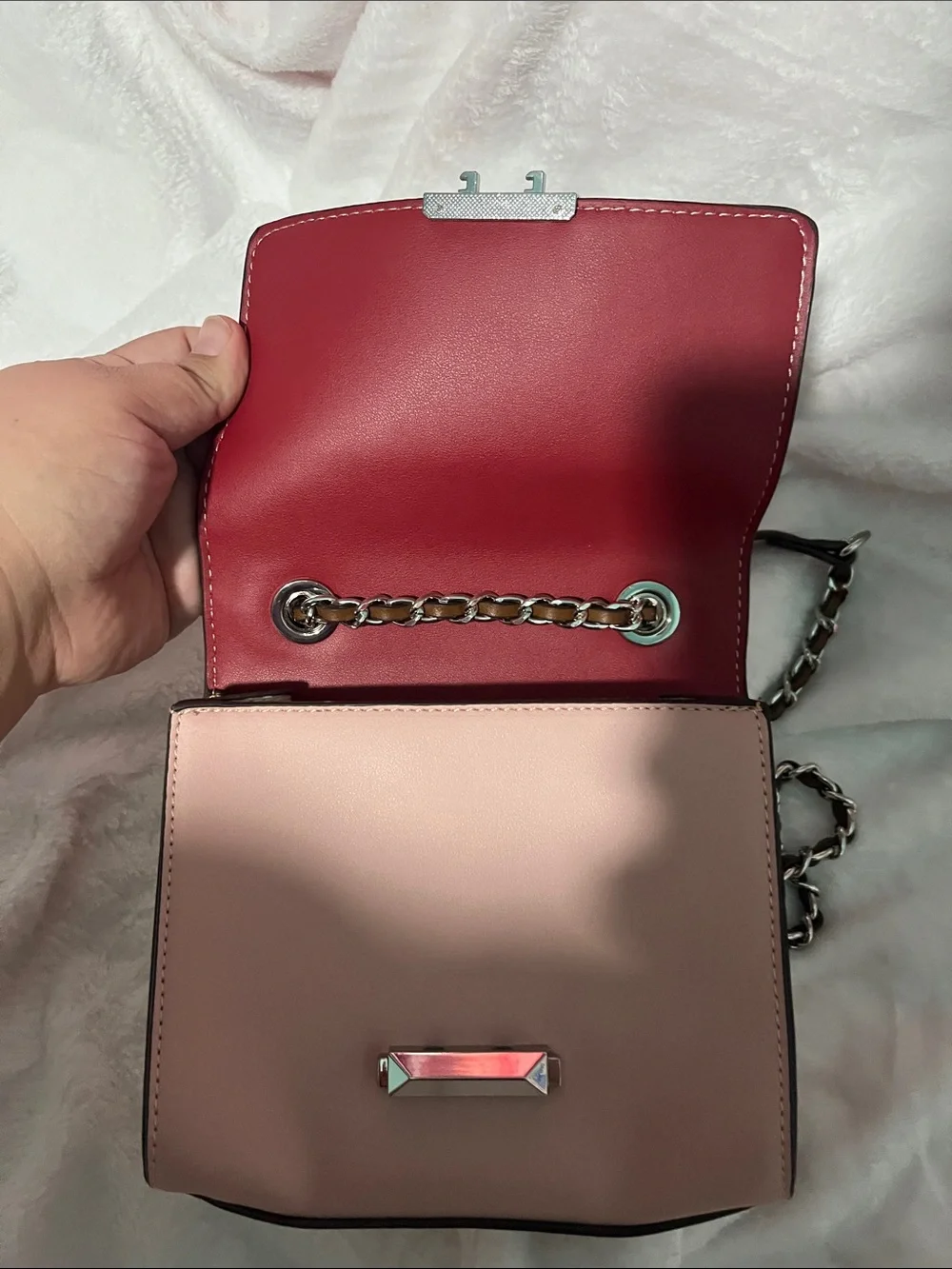 Two-Tone Pink Studded Shoulder Bag